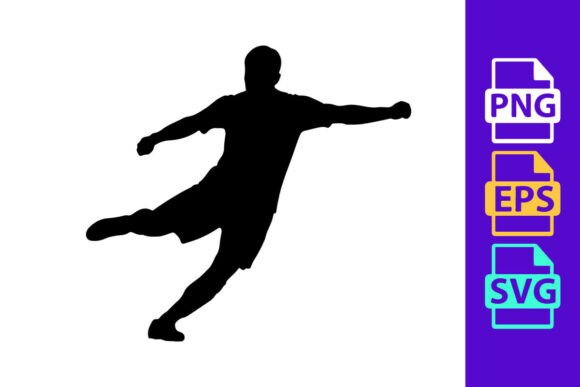 A Dynamic Black Silhouette of a Person Kicking a Football