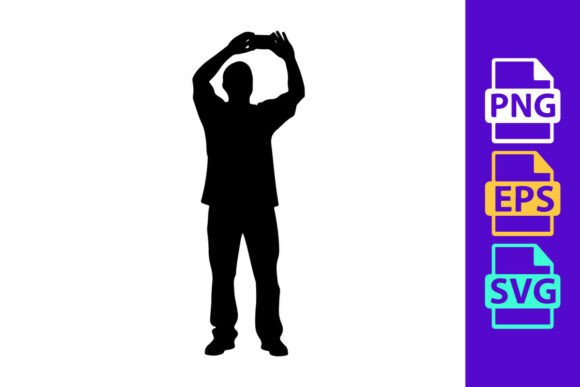 A Silhouette of a Man Standing with His: Dynamic Football Clipart