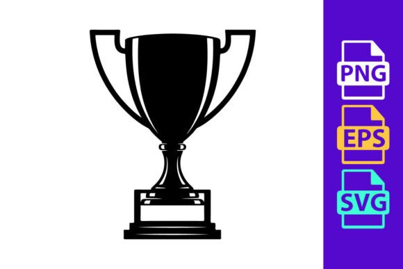 Black and White Trophy Cup: Dynamic Football Silhouette Clipart