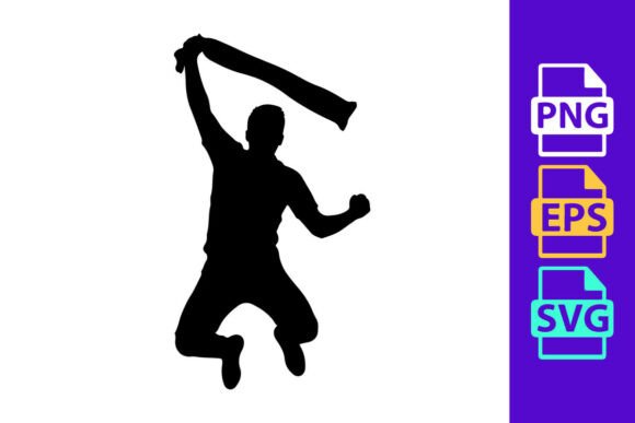 Dynamic Energy: A Silhouette of a Person Jumping and Wav