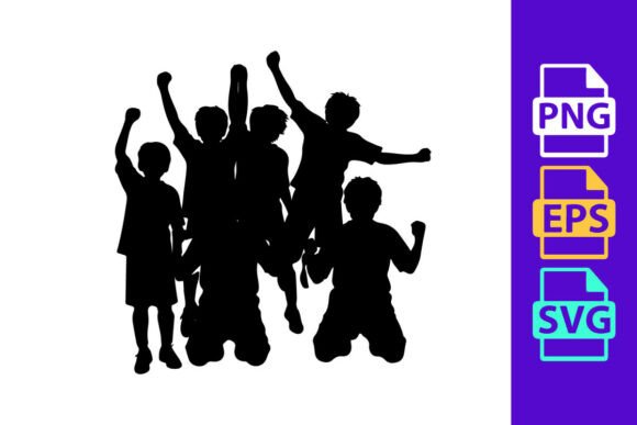 Dynamic Energy: The Silhouette of Six Children Jumping