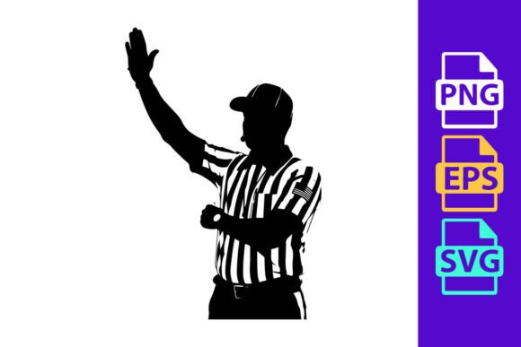 Dynamic Football Referee Silhouette Clipart