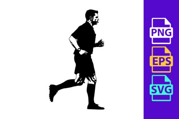 Dynamic Motion: The Black and White Silhouette of a Man Running with a Football