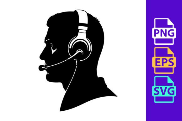 Dynamic Motion: The Black Silhouette of a Man Wearing a Head