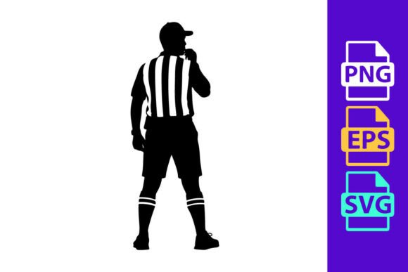 Silhouette of a Football Referee in Black: Dynamic Vector Clipart