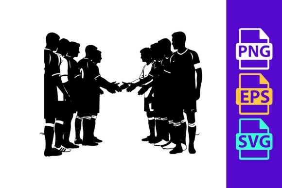 Silhouette of Two Soccer Teams Shaking H: Dynamic Clipart for Designers