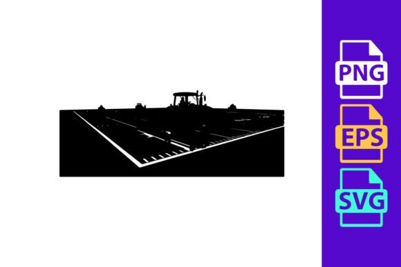 Tractor in a Field with Rows of Crops: A Designer's Visual Asset