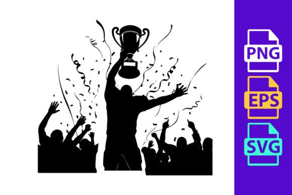 Victory Celebration Silhouette: Dynamic Energy in a Single Vector